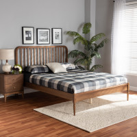 Baxton Studio MG0058-Walnut-Full Neilan Modern and Contemporary Walnut Brown Finished Wood Full Size Platform Bedl